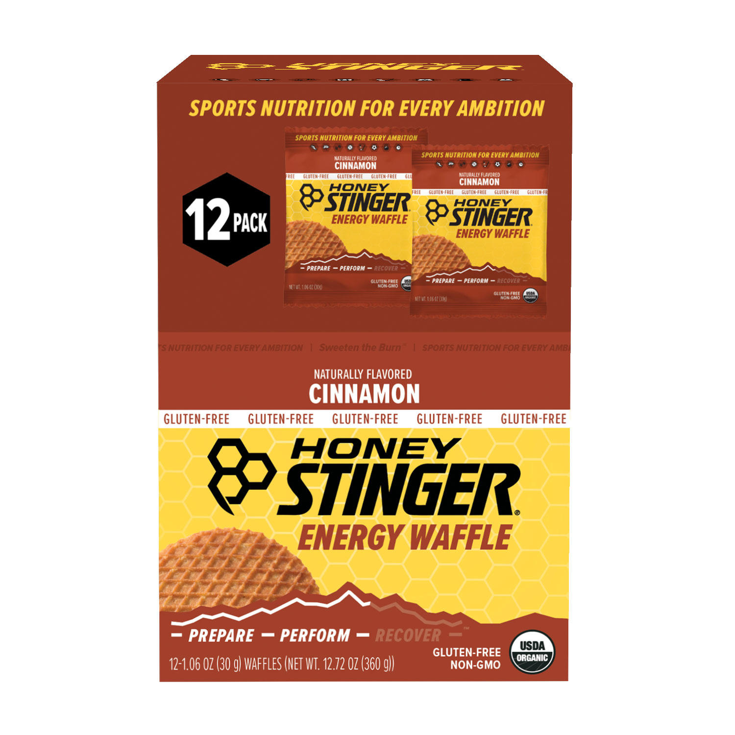 Honey Stinger Gluten-Free Organic Energy Waffle, Cinnamon, 12 ct.
